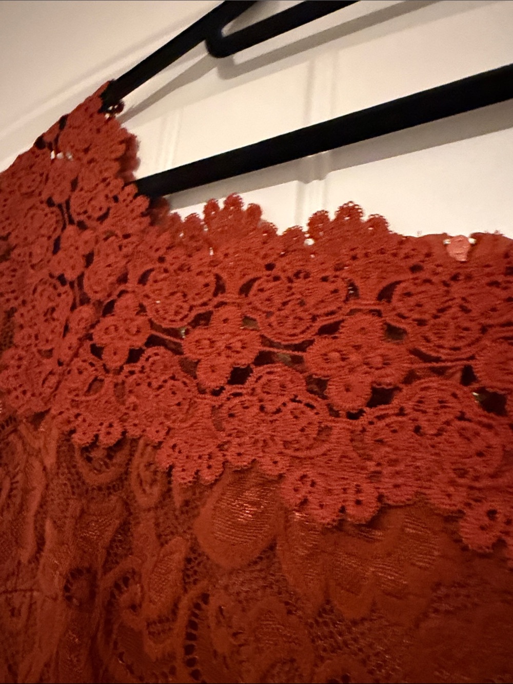 Off-Shoulder Rust Lace Midi Dress 2XL - Picture 6 of 6